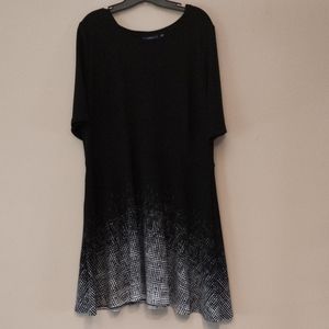 Apt. 9 black dress w/white hem design, sz XL